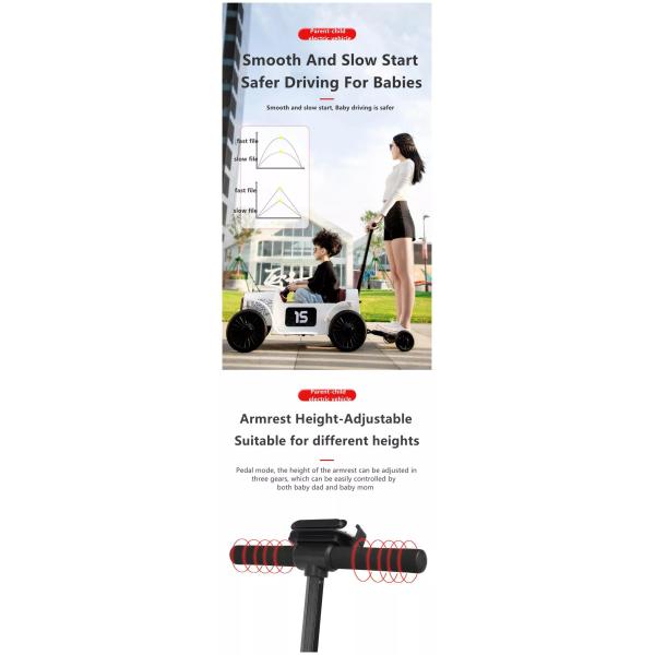 Material de plástico PP 12V coche de juguete eléctrico con control parental y remolque