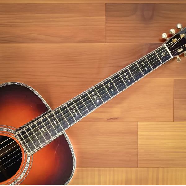 Custom Dark Brown Burst Solid Wood OM-42 / 45 Style Acoustic Guitar