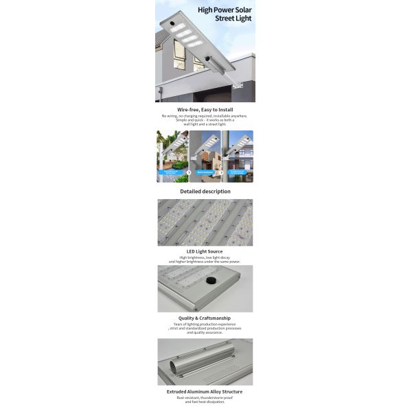 Luz de calle solar LED integrada para exteriores 800W 1000W 1200W 2000W IP65 a prueba de agua