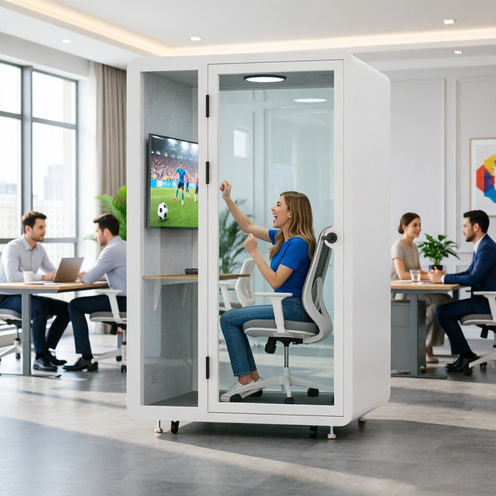 Soundproof Booth with 21.3 - 48.8dB Sound Insulation and Built-in Ventilation System for Office or Meeting Pod