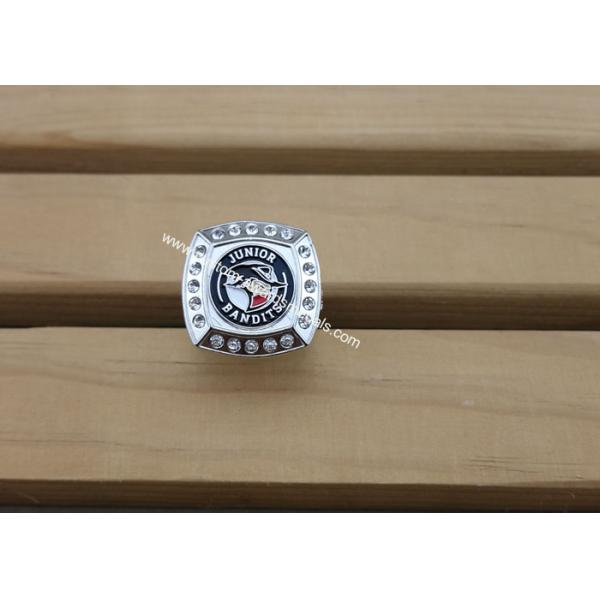 Military Metal 3D Police Badge Emblem Ring With Rhinestones Gold Plating