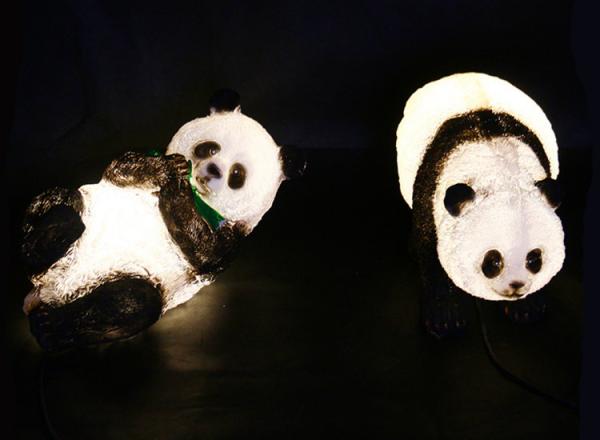 A pair of panda lights LED resin waterproof landscape lamp translucent animal outdoor park lawn lamp