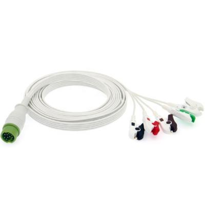 12 Pin 5 Leads One Piece Ecg Cable With Leadwires Compatible Mindray Portable