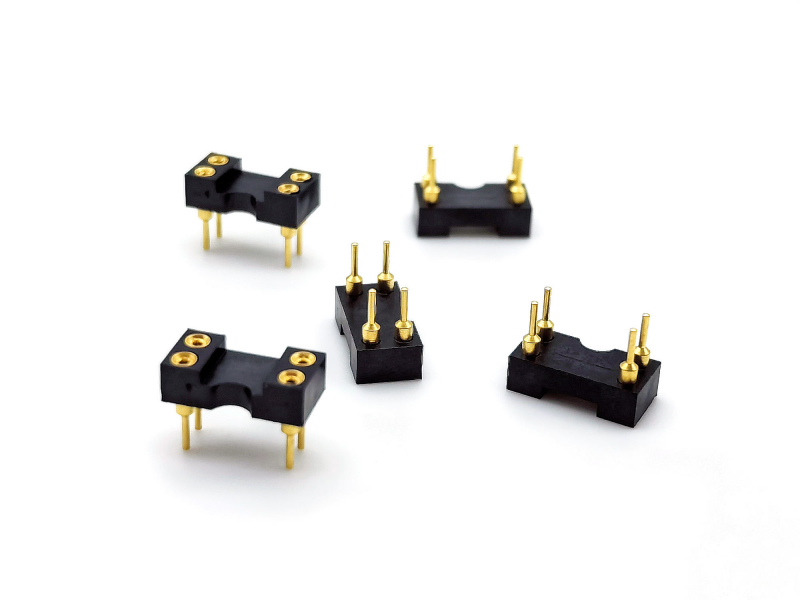 2.54mm Pitch IC Socket Machined Female Header Straight H3.0mm 4P Hole All Gold 60V Rated PPS Shell 