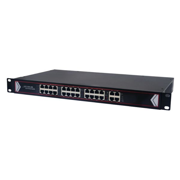 High Density 24CH Ethernet PoE Switch 19 Inch Rackmount 4 Multi Gig Uplink Ports