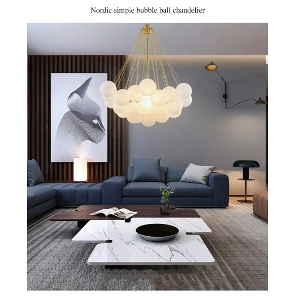 Glasses Bubble Chandeliers Nordic Frosted Glass Gold Black Pendant Light （WH-AP-669）