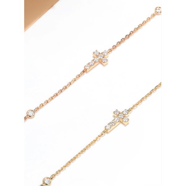 Браслет диаманта браслета 0.13ct диаманта золота карата GDTC 18 перекрестный для женщин
