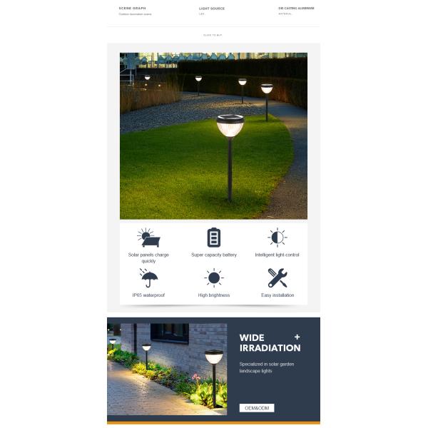 Света водостойкое 3000k 6000k лужайки прочного сада солнечные на открытом воздухе