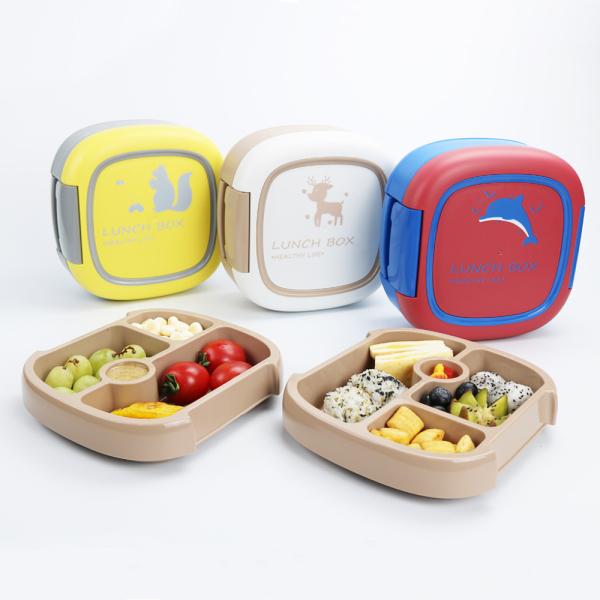Caixa de almoço de plástico de 1400 ml Bento Freezer Segura Dupla Camada Para Crianças Impermeável