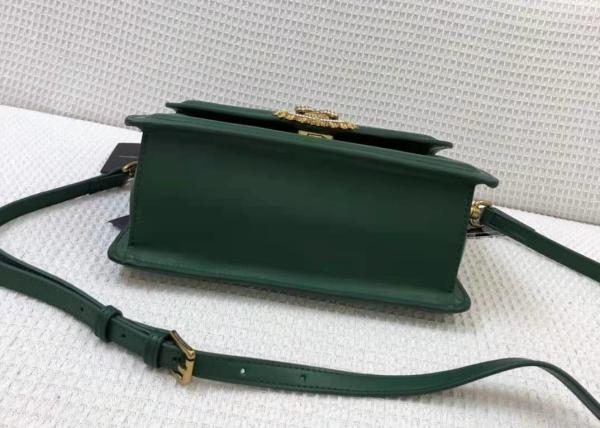 Green One Strap Shoulder Womens Luxury Handbag Cowhide Lock Decoration