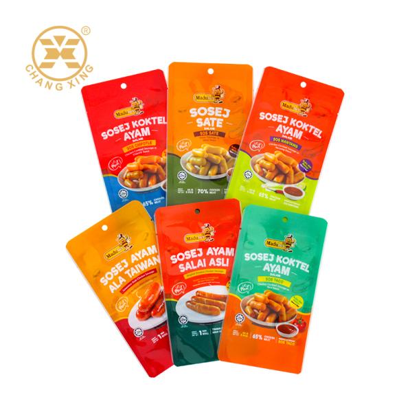 Bolsas de plástico para alimentos personalizadas Bolsas de embalaje de salchichas Bolsas de embalaje de carne selladas Bolsa de embalaje con cremallera