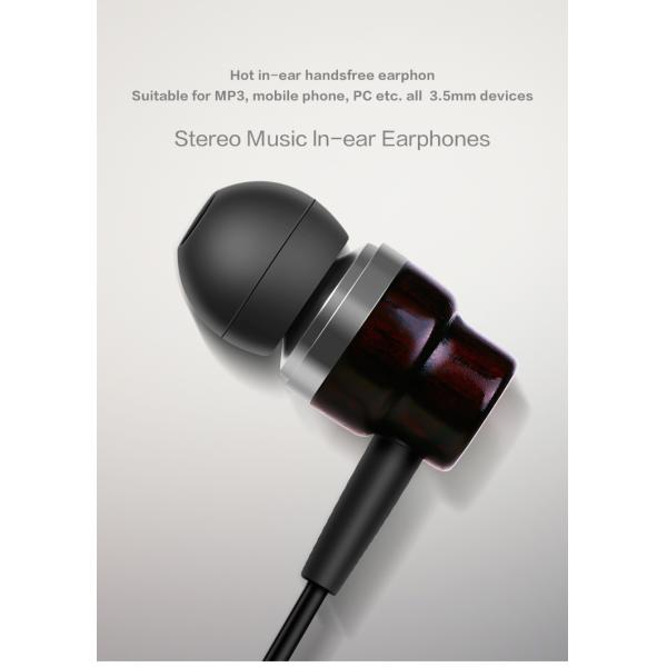 Wooden Wireless In Ear Earphones Microphone Volume Control For Men Women