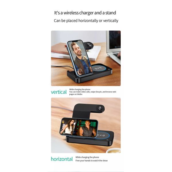 15W Fast Wireless Charging 3 1 For Stand Charger Station Holder Mobile Phone Watch Cell Phone Fold Thin Charger