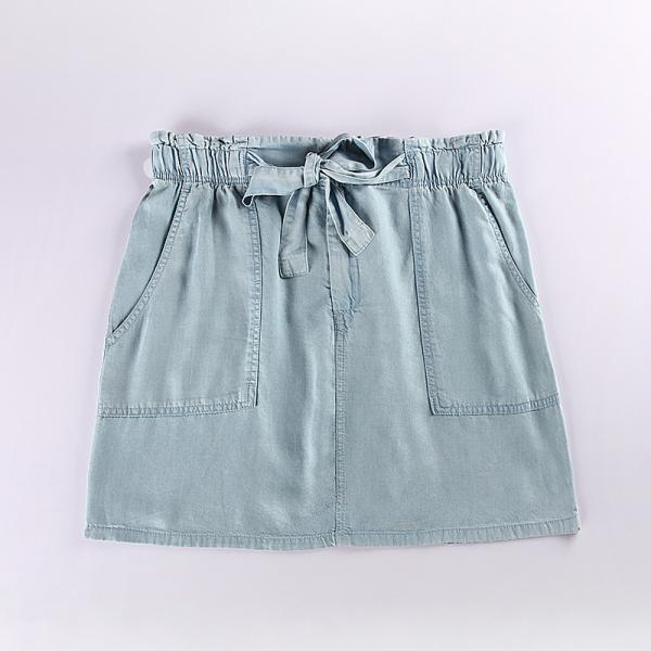 Stockpapa Ladies Plain Dyed Denim Wrap Skirts With Belt