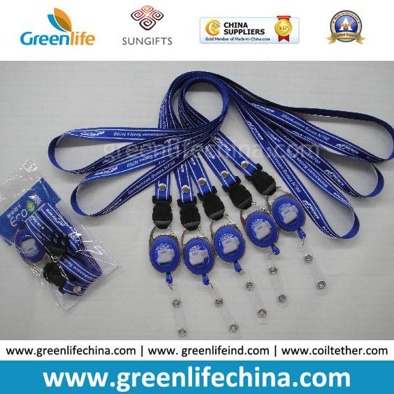 Breakaway neckwear smooth polyester custom printed satin lanyard and round badge reel holder combo