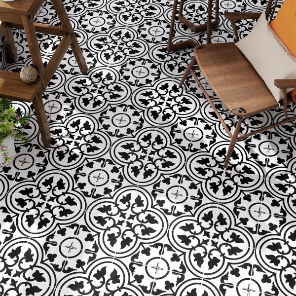 White Black 20x20cm Ceramic Rustic Tile for Indoor Walls