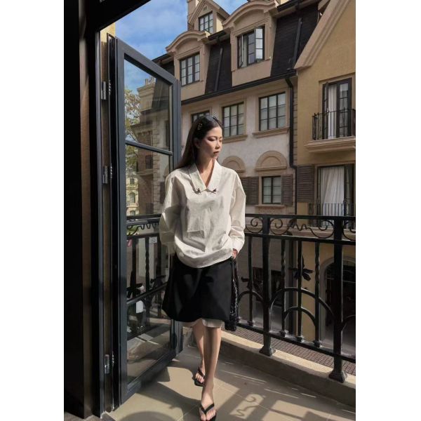 100% pure cotton spring and summer fashionable lazy French bob shirt