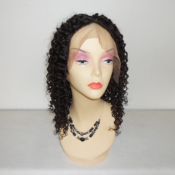 100% Virgin Human Hair #1b 130% Density Indian Remy Deep Curl Full Lace wigs