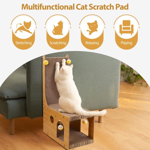 Chair Cat Nest More Than One Cat Scratcher, Cat Scratching Board, L Shaped Vertical Cat Scratcher for Wall and Couch Protection