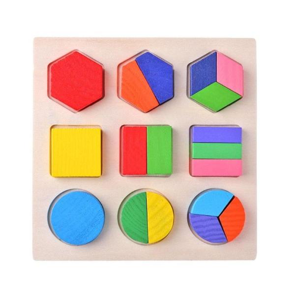 Classificando o bebê de madeira de Montessori brinca o pré-escolar de madeira geométrico dos blocos 15cm