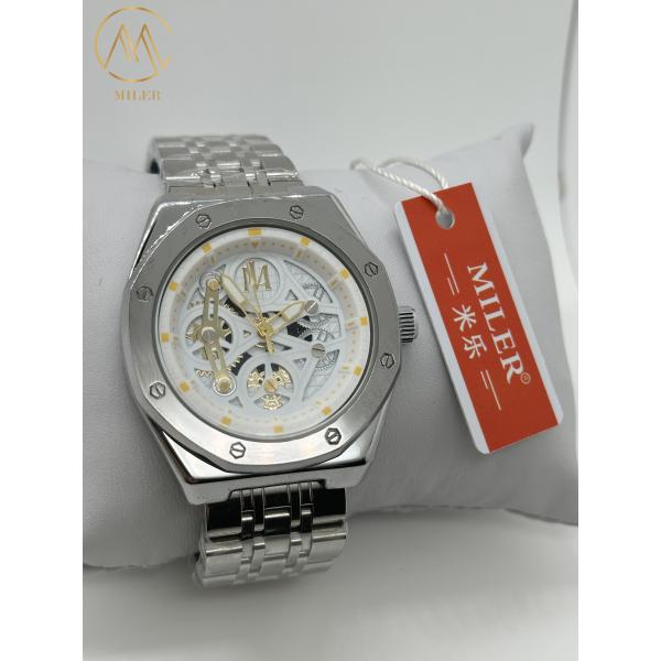 Hollowed Out Design Wrist Waterproof Quartz Movement Watch with Stainless Steel Strap