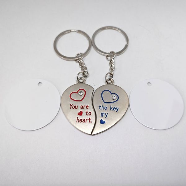 Cute Blanks Metal Sublimation Love Keychain For Couples