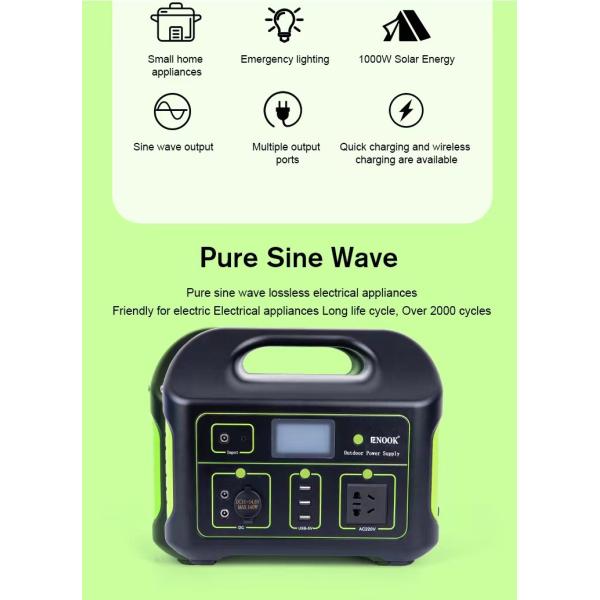500Wh LiFePo4 Battery Home Energy Storage Solar Charging 1000W Portable Power Station
