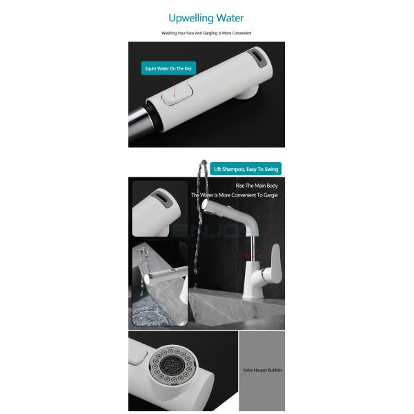 Swivel Rotatable 4 Inch Bathroom Faucet All Copper White Electroplated Finished