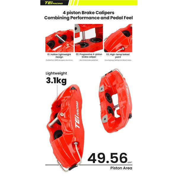 BBK For 4 Piston Caliper Honda Accord  Big Brake Kit P40NS High Reliability TEI Racing Big Brake Kit