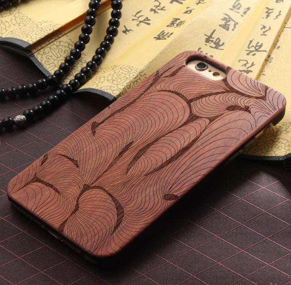Customized PC Solid Wood iPhone Case , Environmental Bamboo Wooden Cell Phone Covers
