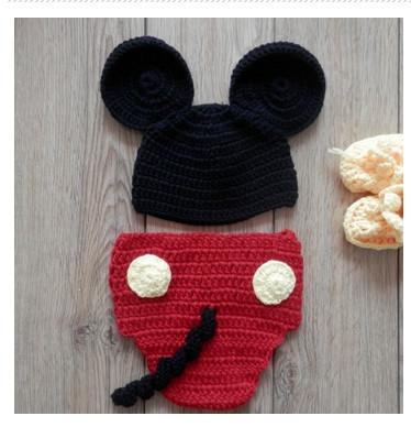 yellow black cartoon mickey mouse hat cap cotton  handmade Photography Prop Animal  cap