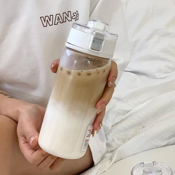 Simple Transparent Cup Body Portable Spring Cap Design Waterproof Plastic Water Bottles