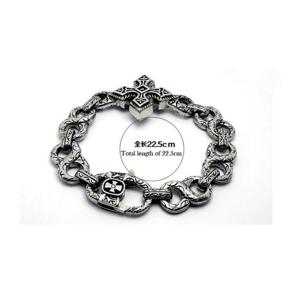 Men's Vintage Silver Plated 316l Titanium Stainless Steel Chain Cross Bracelet  (JCE147)