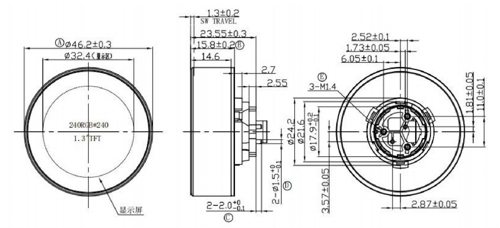 Умный интерфейс дюйма 240x240 UART дисплея 1,3 ручки HMI LCD круга IPS дома