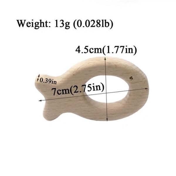 Beech Handmade 55mm Wooden Teething Toy Natural Wood Teethers Necklace