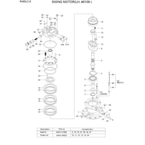 Excavatrice Spare Parts du moteur 38QUARTERBACK-11101 R480-9 Hyundai d'oscillation de 31QUARTERBACK-18160 R520-9