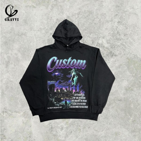 Graphic Print Vintage Hoodies Hip Hop Loose Fit Casual Y2K Hoodies For Men