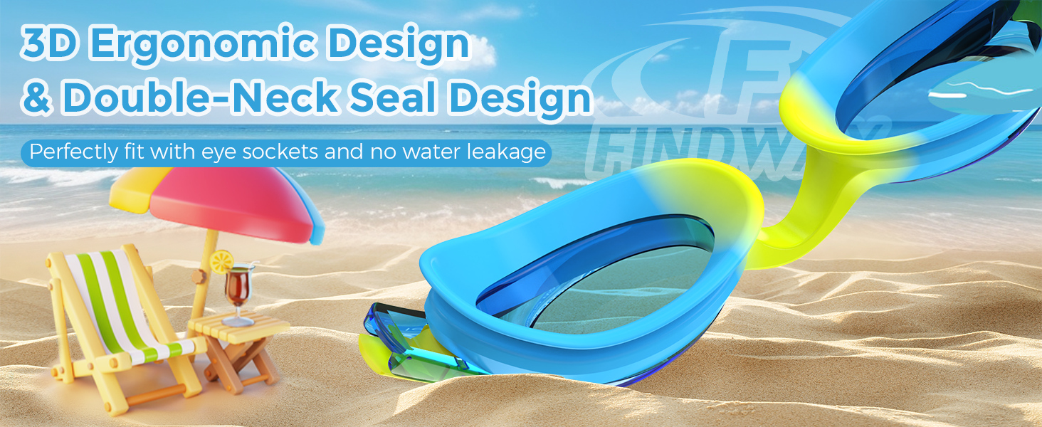 Kids Swimming Goggles with Anti-Fog UV Protection and Rainbow Plating Lenses for Safe Swimming