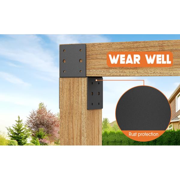 Steel Post Anchor Connector 4pcs Cap & Tie Bracket Set Secures Posts To Wood Decks With Screws