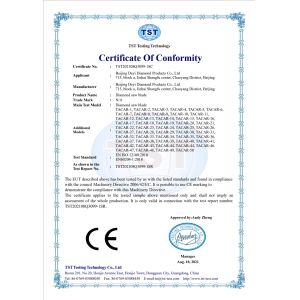Beijing Deyi Diamond Products Co., Ltd. Сертификации