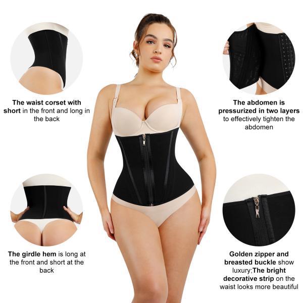 Women's Inner Hasp Zipper Waist Trainer with Standard Thickness and Corset Shaper Type