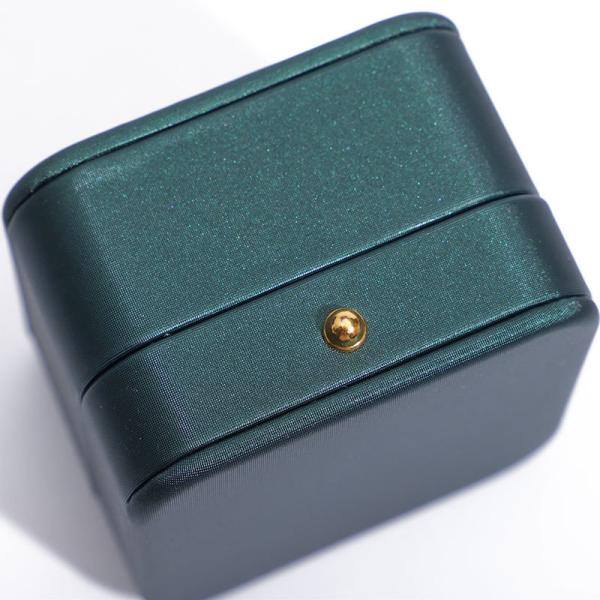 Boîte d'emballage de bijoux en cuir en PU vert pour les boucles d'oreilles de collier de mariage