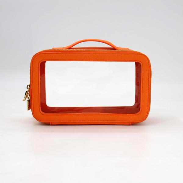 Small Waterproof Travel PU Leather Toilet Bag with Customized Color PVC Makeup Case