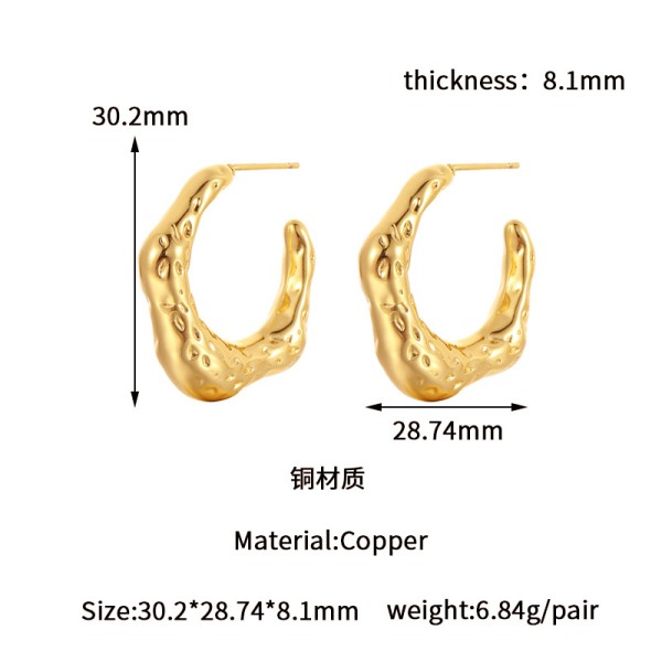 Popular Geometry U-shaped 18K Gold Earrings Water Drop Studs Irregular Hollow Women Earring Wholesale