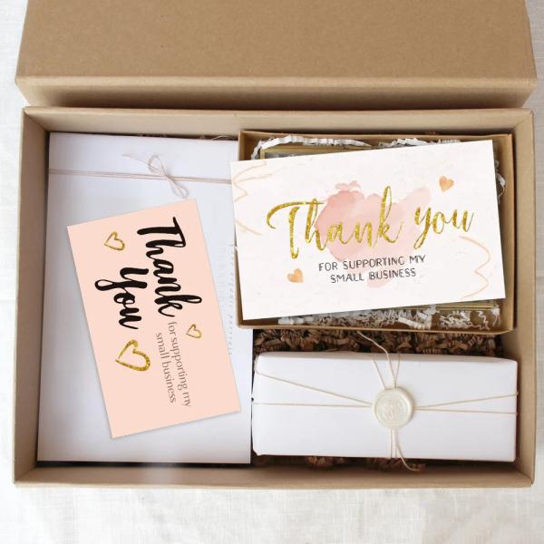 Duplex Board White Art Paper Thank You Card Custom Size for Small Business Promotion