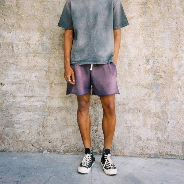 Color sólido Hombres Francés Terry Calzoncillos Acido Lavado Streetwear Outfits Calzoncillos