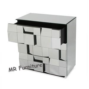 Popular Silver Mirrored Side Chest , Modern Bedroom Mirrored Dresser Chest