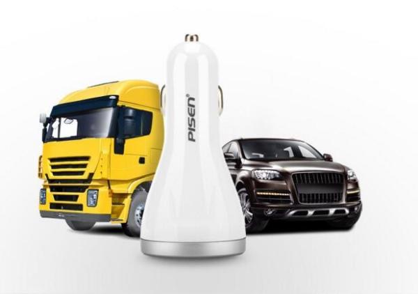 original Pisen 3 ports car charge, USB output 1a/2.1a/2.4a, Pisen car adapter for Iphone/Ipad/Samsung