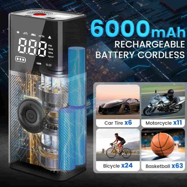 Portable Electric Car Tire Inflator With Auto Shut off Digital Pressure Readout