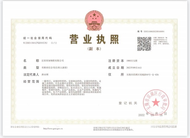Jiangsu Rongjia Steel Co., Ltd. Сертификации